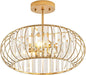 Semi Flush Mount Crystal Ceiling Light, 16 Inch 3-Light Chrome Hallway Ceiling Lamps, Farmhouse Ceiling Light Fixture, Industrial Crystal Chandelier for Corridor Bathroom(E12 Base, 16 Inch)