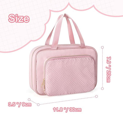 Fasrom Hair Accessories Organizer for Girls, Hanging Hair Bow Storage Bag for Kids Hair Clips, Headband, Hair Ties and Scrunchies Holder, Pink (Empty Bag)