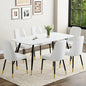 7 Piece Modern Dining Set, 62'' Sintered Stone Dinner Table for 6, 6 Chairs, Easy to Assemble