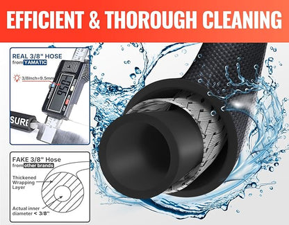 YAMATIC 3/8" Kink Resistant Pressure Washer Hose 50FT, Swivel 3/8" Quick Connector, 4000 PSI High Durability Cold Hot Water Max. 212°F, Fit Most Residential and Commercial Pressure Washer