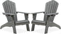 Psilvam Oversized Adirondack Chair, Fade-Resistant & Odor-Free Poly Lumber Fire Pit Chairs with Cup Holder, Weatherproof Outdoor Chair, Easy 15 Min Install Patio Chair, 350 Lbs Support (2, Gray)