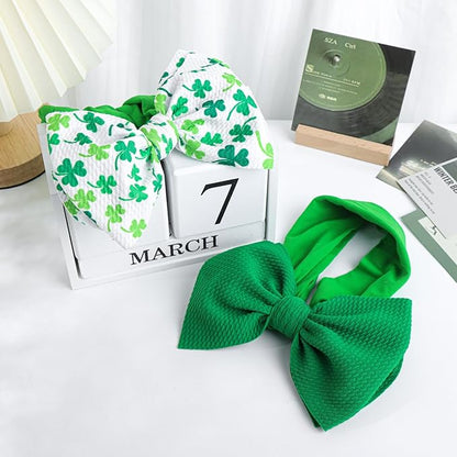 YanJie 6" St.Patrick's Day Headbands Baby Green Bow Clover Shamrock Printed Bows Baby Girl Bows Newborn Headbands Hair Accessories Newborn Infant