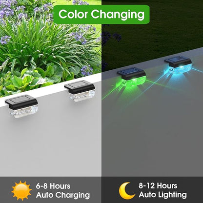 Eyrosa Solar Deck Lights Outdoor Waterproof Multicolor 12 Pack | Solar Lights for Outside, Stairs, Step, Fence, Yard, Garden, Patio, Pool, Railing