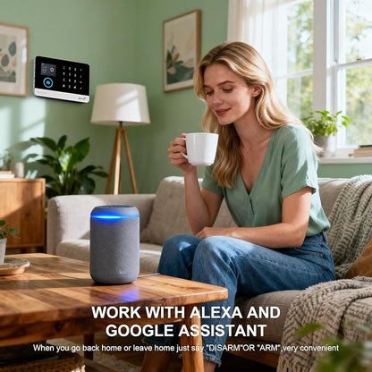 LWOHSI WiFi Home Security Systems,Wireless Alarm System with Door Window/Motion Sensors,Loud Siren,GSM 4G /SMS/Tuya APP Alerts,Compatible with Alexa and Google,NO Monthly Fees (A103F-US-E)