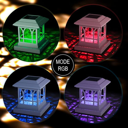 Solar Post Cap Lights, Warm White & RGB Automatic Cycling, Cracked Glass Bulb, 20 Lumens lP65 Waterproof Fit 3.6x3.6 4x4 4.5x4.5 5x5 Wood Fence Post Solar Powered Lights White (2 Pack)
