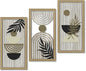 Putuo Decor Boho Abstract Wall Art, Set of 3, Modern Geometric Botanical Wooden Wall Decor, Mid-Century Minimalist Framed Artwork, Neutral Toned Aesthetic Prints, for Living Room, Bedroom, Office