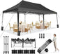 HOTEEL 10x20 Pop Up Canopy, Outdoor Easy Setup Party Tent, Waterproof Portable Enclosed Event Shelter with Wheeled Bag, Weight Bag for Backyard, Vendor, Black