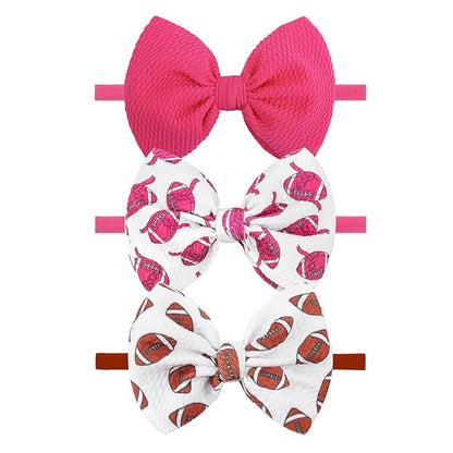 YanJie 3PCS 4.5’’ Breast Cancer Awareness Bows for Baby Girls Pink Headbands Football Headband Cancer Awareness Items Hair Accessories for Newborns