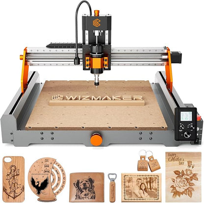 Artsian 01 CNC Router Machine 300W Spindle Power, 0.01mm Precision, 4-Axis Intelligent Controller, 420×420mm Workspace, Aluminum, Brass, Wood, Plastic, PCB Professional Desktop CNC Engraver