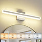 JUSHENG Brushed Nickel Vanity Lights for Bathroom, 5CCT Dimmable Vanity Light Bar, Modern LED Bathroom Lighting Fixtures Above Mirror 24'' Inch 20W