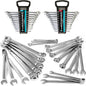 DURATECH Combination Wrench Set, SAE & Metric, 22-piece, 1/4'' to 7/8'' & 8-19mm, CR-V Steel, Organized in Wrench Holder