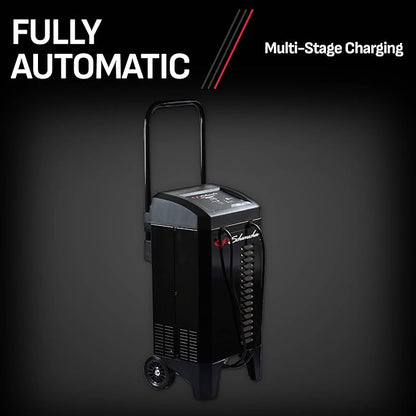 Schumacher Electric Wheeled Automatic 6A Car Battery Charger and 200A Engine Starter, 4-in-1 Solution, Maintainer, 40A Boost, for 12V Power Sport, Automotive, and Marine Batteries, SC1324
