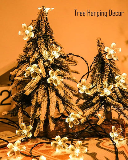 USB Plug in 33ft 100 LED Fairy Flower Lights Strin Indoor Outdoor Decor | Warm White Decorative Floral Lamp Indoor Outdoor Decorations For Bedroom, Christmas, Valientine'S Day, Easter Or Birthday