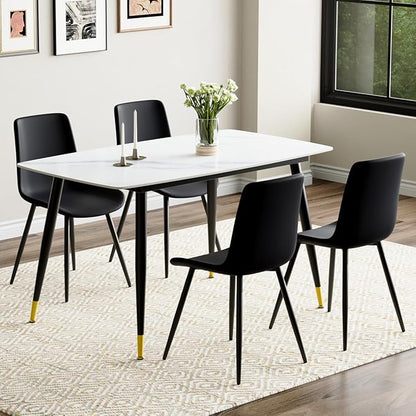 50'' Dining Table Set for 4, Dining Room Sets for 4, Sintered Stone Dining Table Chairs Set of 4, Easy to Assemble，Suitable for Small Spaces
