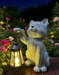 YODY Garden Statues Outdoor Garden Decor: Cat Statue with Solar Lantern for Yard Art Lawn Ornaments Porch Patio Balcony Home House - Birthday Gifts for Grandma Mom Women