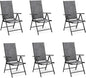 MFSTUDIO Patio Folding Chairs Set of 6, Outdoor Patio Dining Chairs, Portable Grey Sling Patio Chairs, 7 Levels Adjustable Sling Back Chairs for Backyard Lawn Garden