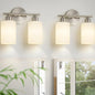 Brushed Nickel Wall Sconces Set of Two, 2-Light Modern Bathroom Light Fixtures, Wall Lamp with Milky White Frosted Glass Shades for Bathroom, Mirror, Bedroom, E26.