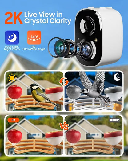 Bird Feeder with Camera, Smart Birdfeeder with Cam Solar Powered, 2K HD Video, AI Identification, Instant Arrival Alerts, IP66 Bird Bath & Feeder,Gift for BirdLover (with Stand, Dark Green)