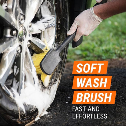Armor All Wheel and Tire Cleaner and Tire Shine Kit, Heavy Duty Car Wheel Cleaner, Extreme Tire Shine Spray and Wash Brush - 3 Count