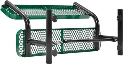 Global Industrial 4'L Heavy Duty Expanded Metal Mesh Bench with Backrest with Steel Frame, Portable Outdoor Bench, 1000 lbs Capacity, Green, 48" L x 24" W x 33" H