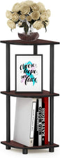 Furinno TURN-N-TUBE Corner Shelf, 3-Tier Corner Bookshelf, Display Storage Shelves with Open Shelves, for Organization and Storage, Living Room, Home Office, Garage, Dark Cherry