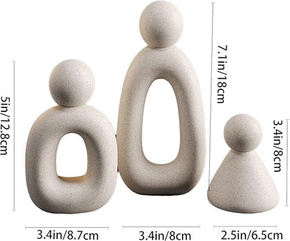 suruim Abstract Family of 3 Figurines Modern Sculptures Home Decorative Accents TV Stand Decor Bookshelf Knick Knacks Gifts for Shelves Entry Way Statues for Home Decor Living Room(White)