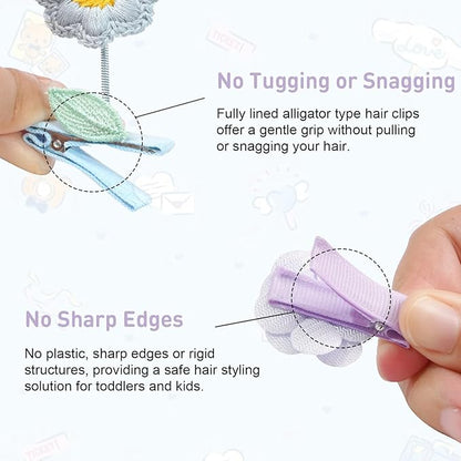 Hair Clips for Girls 19 Pcs Assorted Barrettes for Kids Spring Flower Bows Heart Purple Blue Cute Hair Accessories for Little Girls Teens Toddlers Child Kids