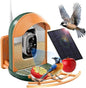 Bird Feeder with Camera, Smart Birdfeeder with Cam Solar Powered, 2K HD Video, AI Identification, Instant Arrival Alerts, IP66 Bird Bath & Feeder,Gift for BirdLover (with Stand, Dark Green)