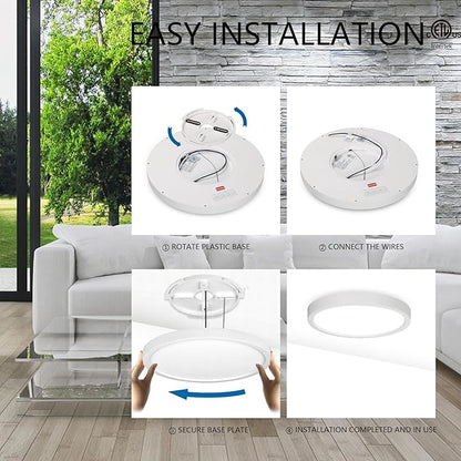 12in Motion Sensor LED Ceiling Light Wired, 2700K/3000K/3500K/4000K/5000K Dimmable 24W Round Flush Mount Lighting Fixture for Closet Stairwell Hallway Laundry Porch, ETL Listed, White
