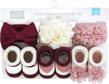 Hudson Baby Girl's Headband and Socks Giftset