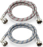 【UPGRADE】4FT Washing Machine Hoses with 90 Degree Elbow Premium Stainless Steel Burst Proof (cost-effective 2 pack) Red and Blue Striped Water Connection Inlet Supply Lines by Cenipar