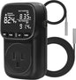 COMYAN Temperature Controlled Outlet , 15A/1800W Digital Thermostat Outlet, Cyclic Timing/Countdown, -40℉~210℉ VA Display Heating Cooling Control Timer with 2Pcs Probe Cable for Reptile Incubator