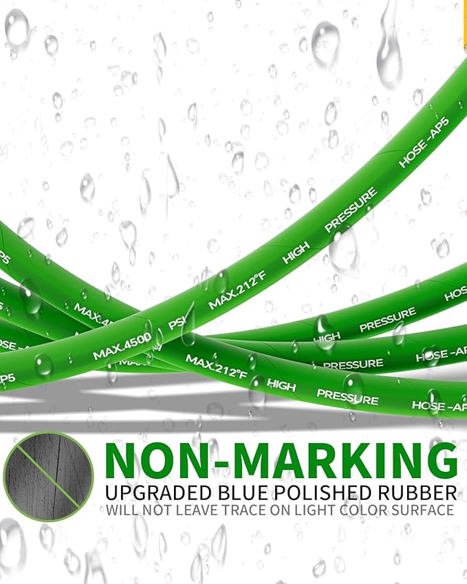 Pressure Washer Hose 125FT 3/8" for Cold and Hot Water 212°F, with Swivel Quick Connect, 4500PSI Kink Resistant Grade Steel Wire Braided, Power Washer Hose With 2pcs M22-14mm Adapter