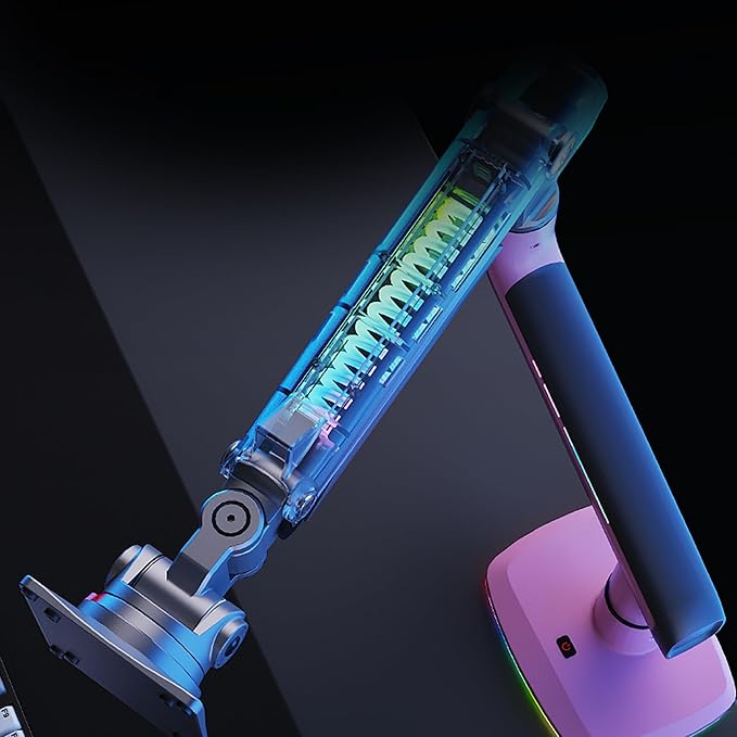 NB Gaming Monitor Arm or for 32 to 60 Inches Screen, Load up to 20 kg, VESA 75/100, RGB-Light, Heavy Duty, Multi Angle Adjustable, Premium Aluminum, Pink