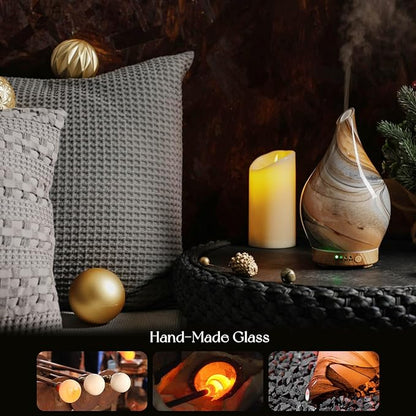 Porseme 150ml Glass Essential Oil Diffuser Aromatherapy Ultrasonic Cool Mist Humidifier 6 Running Hours Waterless Auto-Off Air Diffusers for Sleeping,Yoga,Office Working Spa and Rest (Deep Desert)