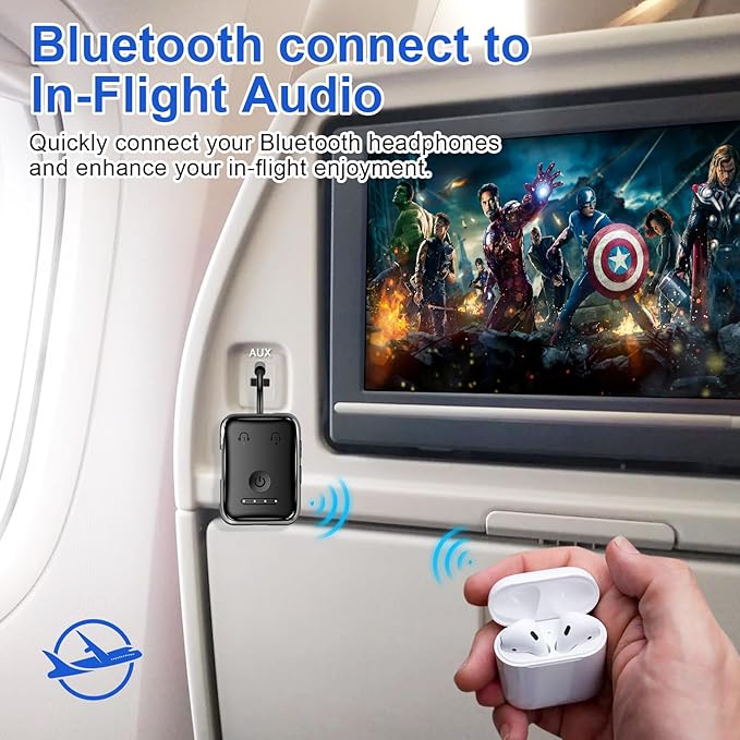 Premium Bluetooth 5.4 Transmitter, Airplane Wireless Adapter, Supports 2 AirPods/Headphones, Bluetooth Transmitter for TV, Airplane, Gym, with aptX Adaptive & Low Latency