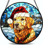 Stained Glass Window Hanging - Christmas Tree and Golden Retriever Suncatcher fof Garden Home Decor for Women Mon Grandma Friends