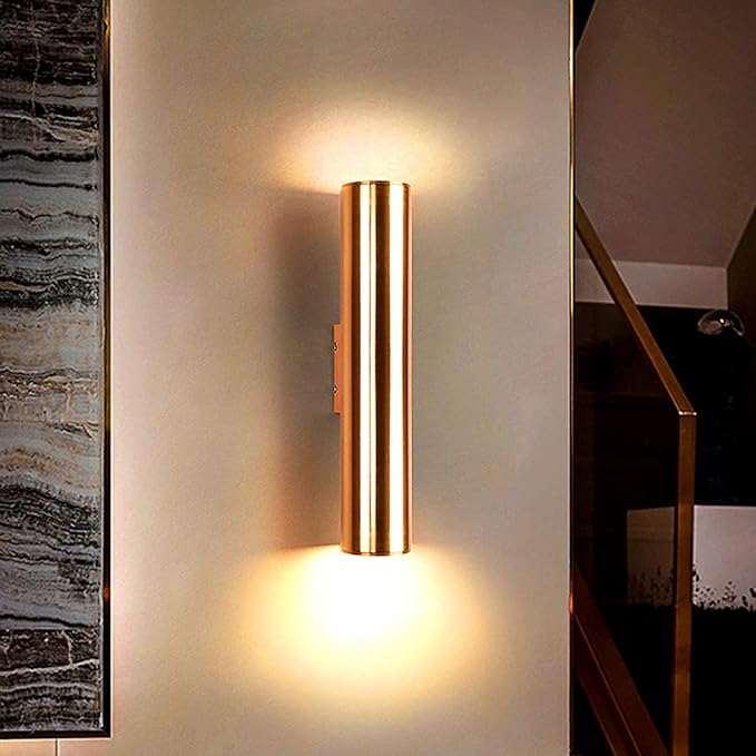 Indoor Led Creative Loft Warm Light Modern Corridor Living Room Bedside Lamp Decoration Alumiwall Lighting,Golden,10X50Cm(7W) (Golden 8X30Cm(5W))