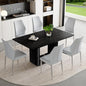 63" Modern Black Dining Table Set for 6 with Chairs, 7 Piece Rectangular Dining Room Table and 6 PU Leather Chairs, Kitchen Dining Set with Matte Wood Finish, Geometric Base, Easy Assembly