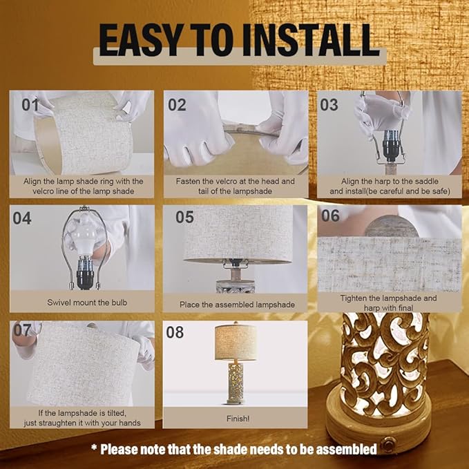 OYEARS 3-Way Dimmable 22'' USB A+C Touch Control Table Lamp with Nightlight for Living Room Bedroom Farmhouse Bedside Nightstand Lamps (Brown Bulb Included