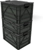 SIDIO CRATE Starter Pack - Two Full Size and One Half Size Heavy Duty Stackable Storage Bins, Totes with Lids and Dividers - Durable Organizer for Home, Office, Garage, and Outdoor Use - Stealth