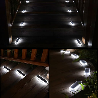 Honalia Solar Powered Driveway Lights, 6 Pack IP68 Waterproof Solar Dock Deck Lights Outdoor, White Stick on Markers Lights for Step, Stair, Sidewalk, Garden, Pathway, Patio, Walkway, Pool