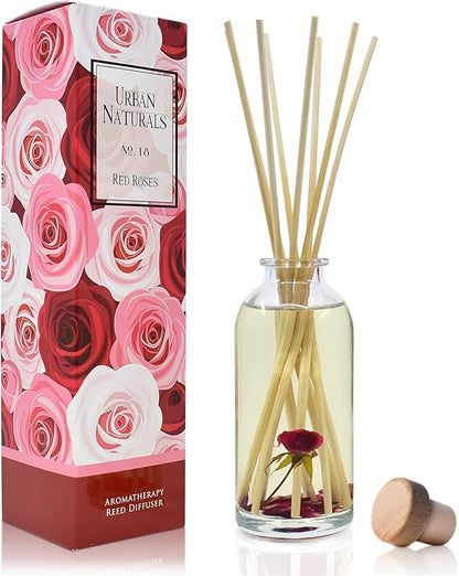 Urban Naturals Red Roses Reed Diffuser Oil Gift Set| Floral Scented Sticks Room Freshener for Bathroom, Kitchen & Bedroom | Great Idea