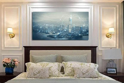 Wibinuki Wall Art Wall Decor Wall Paintings Smart city and communicion network IoT(Internet of Things). for Living Room Bedroom Bathroom Home Decor Can Be Hung Directly 20"x 40"