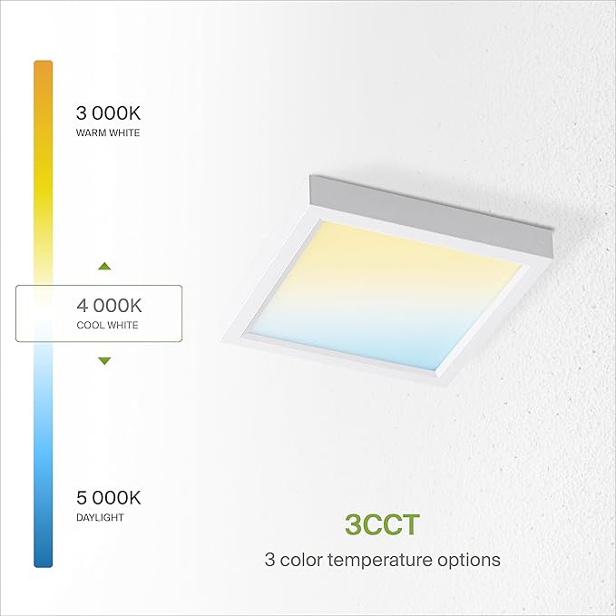 ASD LED 5" Square Flush Mount Light | 10W 740LM 3000-5000K 120V | 3CCT, Dimmable, Ultra Slim, ETL Listed | Thin Surface Lamp, Bedroom Ceiling Lighting | White, 6 Pack