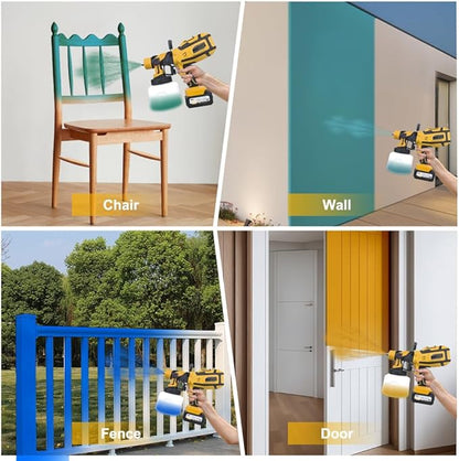 Cordless Paint Sprayer with Makita 2 * 4AH Batteries,6 Nozzles & 3 Spray Patterns & 10 Paint Bags & 1 Night Light,Spray Paint Gun with 1400ML Container,Paint Sprayer for House Wall Furniture Fence