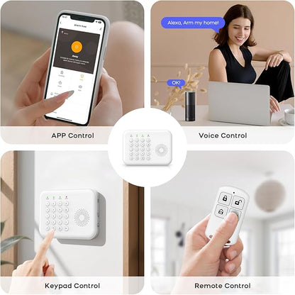 Alarm System for Home Security,WiFi+GSM/4G Compatible with Alexa Home Alarm System,17 Piece DIY Kit No Monthly Fees with Instant App Alerts,SOS Button,Smart Life or Tuya for Apartment,Kids Safety