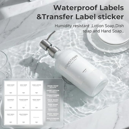 White Glass Soap Dispenser Set for Kitchen, Hand and Dish Soap Dispenser with Stainless Steel Pump & Resin Tray, Perfect for Kitchen,Hotel Rental-Modern Sink Decor for Kitchen & Bath