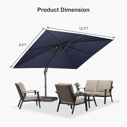 PURPLE LEAF Cantilever Umbrella with 360 Degree Rotation For Garden Patio Deck Pool