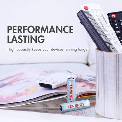 Tenergy Rechargeable Battery and Charger Combo TN162 - 8-Bay Smart AA/AAA NiMH/NiCd Charger + 8 pcs AAA NiMH Rechargeable Batteries